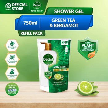 Dettol Activ Botany Shower Gel Body Wash Refill 750ml  Green Tea & Bergamot
