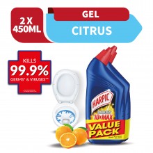 Harpic Powerplus All-in-one Citrus Cleaning Gel 450ml x2 (Value Pack)
