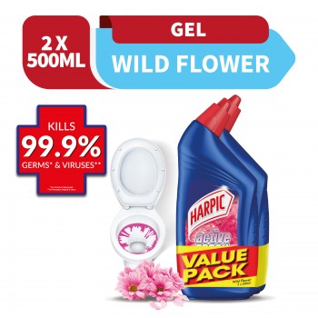 Harpic Wild Flowers Toilet Cleaning Gel 500ml x2 (Value Pack)