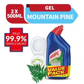 Harpic Mountain Pine Toilet Cleaning Gel 500ml x2 (Value Pack)