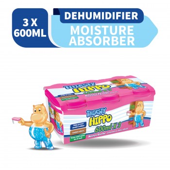 Thirsty Hippo Dehumidifier Moisture Absorber 600ml x3 (Value Pack)